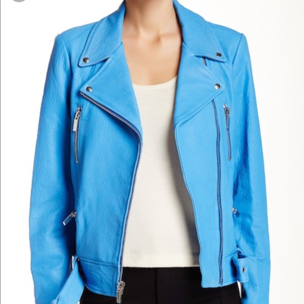 Elizabeth and James Corlyn Blue leather jacket NWT